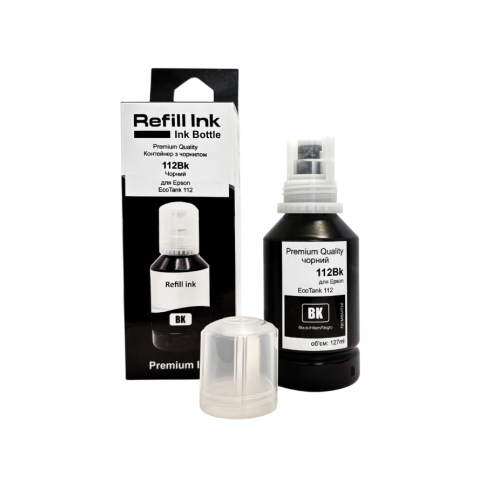 Контейнер з чорнилом Premium Quality для Epson L11160/L15150/L15160/ L15180/L6490/L6550/L6570/L6580 M15140/ M15180 EcoTank 112 127мл Black Pigment C13T06C14A