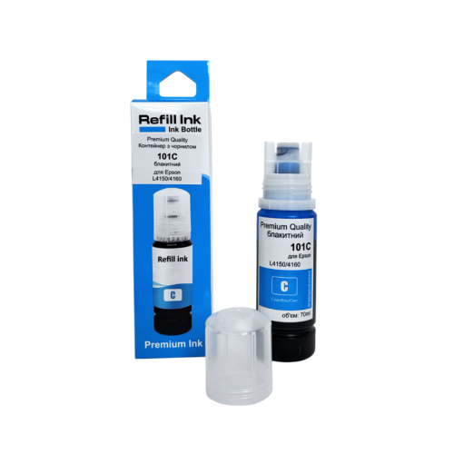 Контейнер з чорнилом Premium Quality для Epson L4266/ L4267/L6270/L6276/L6290 /L14150/L4150/L4160/ L4167/L4260/L6160/L6170/ L6190/L6260 101 70мл Cyan C13T03V24A