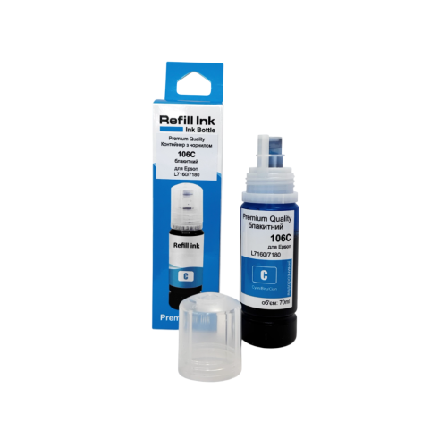 Контейнер з чорнилом Premium Quality для Epson L7160/7180 106 70мл Cyan C13T00R240