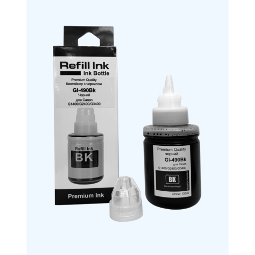 Контейнер з чорнилом Premium Quality Canon Pixma G1400/G1410/G1411/G2400/ G2410/G2411/G2415/G2416/G3400/ G3410/G3411/G3415/G3416/G4400/G4410 GI-490B 135мл Black 0663C001