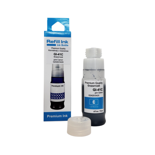 Контейнер з чорнилом Premium Quality Canon Pixma 4470/G1420/G1430/G2420/G2430/ G2460/G2470/G3420/G3430/G3460/ G3470/G3470White/G3480 GI-41 70мл Cyan 4543C001