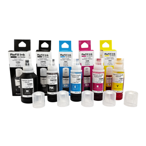Набір контейнерів з чорнилом Premium Quality для Epson L7160/7180 105/106 (B 140 ml Pigment C/M/Y 70ml водорозчинні) SET105